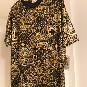 LulaRoe Black and Gold Glam Top